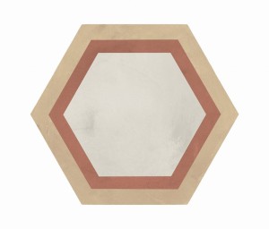 Marca Corona Terra Art Cornice Tramonto/Crema Esagona 25x21,6 I427 Hexagonfliesen