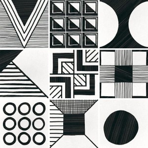 Caprice Deco Patchwork Fliesen 20x20: Gres Bodenfliesen Schwarz-Weiss