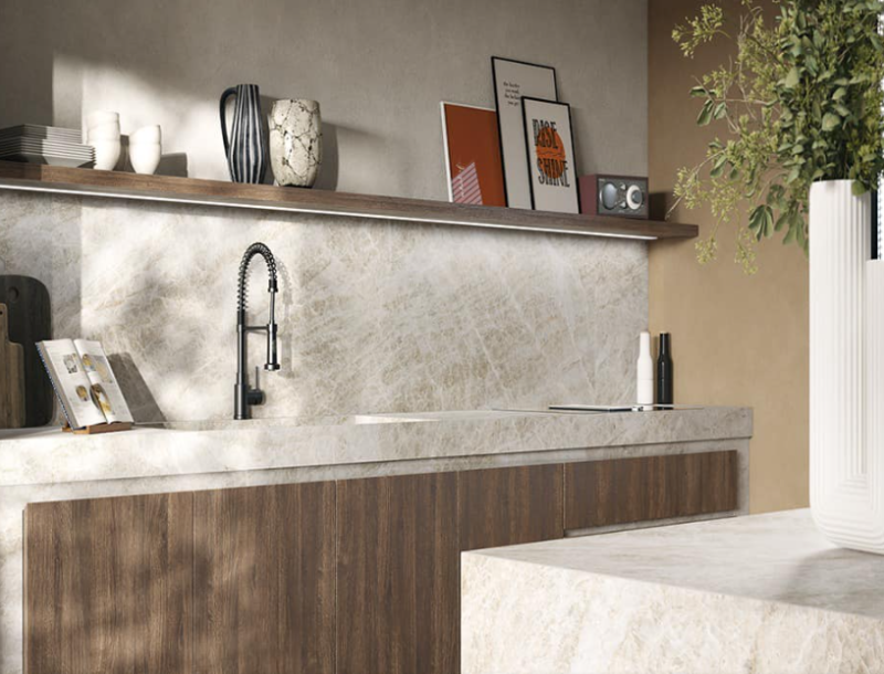 Blat kuchenny marmur beżowy perła Florim Marble Yamuna Gloss 160x320 12mm 167162
