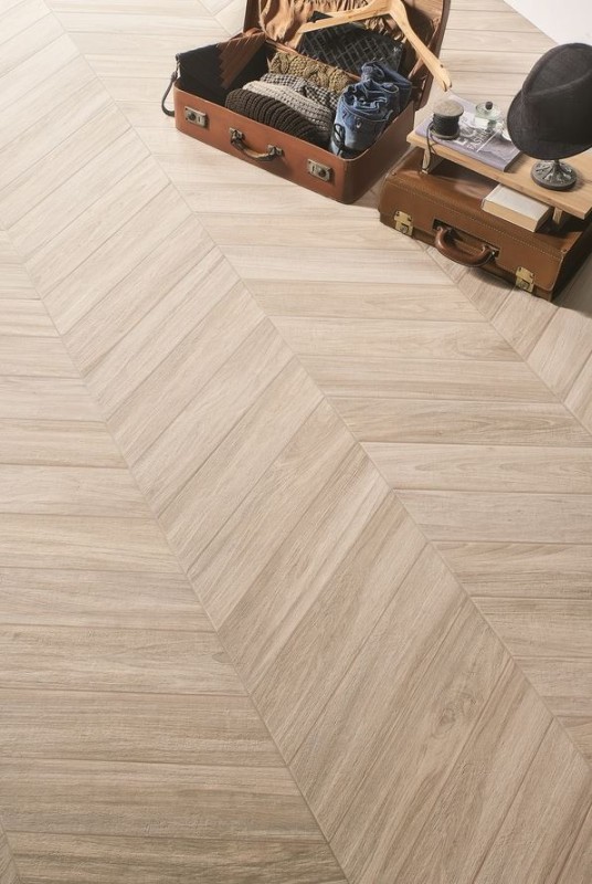 Francuska jodełka gres beżowy drewno Emil Ceramiche Sleek White Chevron Nat. 11x54 57647