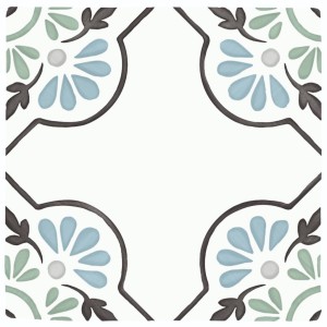 Badezimmerfliesen Harmony Tanger Blau Blüten 12,3x12,3 Matt /0,51m²/