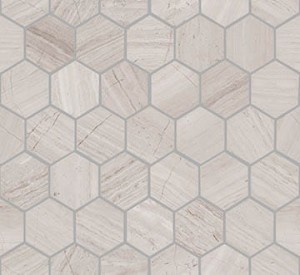 Marmormosaik L'Antic Essential Hexagon Silber Holz 25,8x29,8 cm