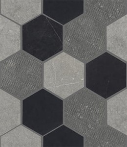 Mosaikstein L'Antic World Hexagon Tex Schwarz 29,9x25,9x0,8 cm