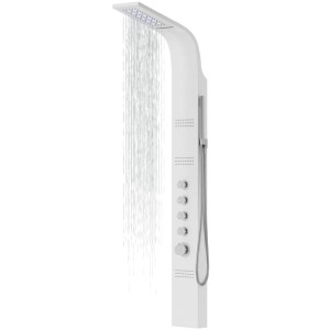 Corsan LED Duschpaneel KASKADA Mischbatterie Weiß Regenbrause LED