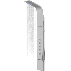 LED Duschpaneel Corsan KASKADA Thermostat Silber Regenbrause LED