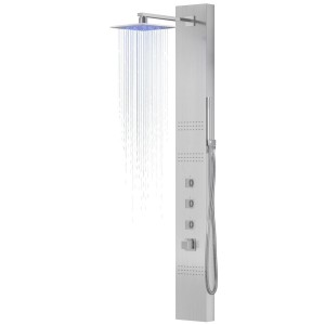 Duscht panel Corsan NEO Thermostat Edelstahl Regenbrause LED