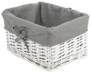 Weißer Weidenkorb Koszoplotka mit Polsterung 30x20x15h