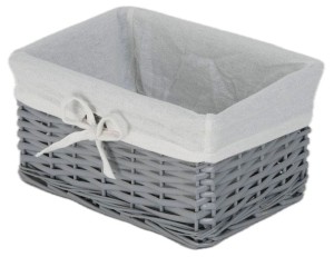 Grau geflochtener Wäschekorb mit Polsterung 30x20x15h