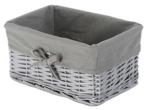 Grau geflochtener Wäschekorb mit Füllung 30x20x15h