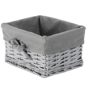 Grauer Korb aus Weide mit Polsterung 25x22x15h