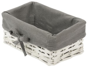 Weißer Weidenkorb Koszoplotka mit Polsterung 27x17x11h