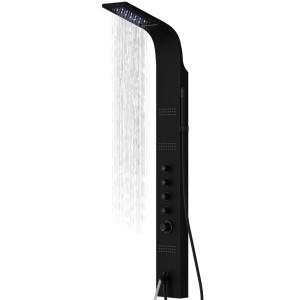 Corsan LED Duschpaneel KASKADA Thermostat Schwarz Regenbrause LED Auslauf
