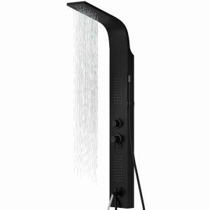 Duschtasse Corsan ALTO Mischbatterie Schwarz Regendusche LED Auslauf