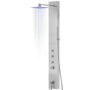 Corsan NEO Duschpaneel Thermostat Edelstahl Regenbrause LED Auslauf