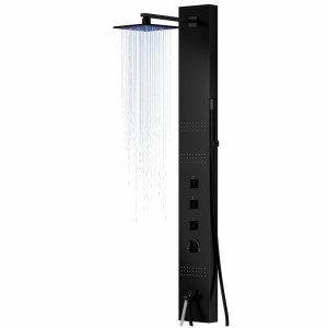 Duschtasse Corsan NEO Mischbatterie Schwarze Stahl Regenbrause LED Auslauf