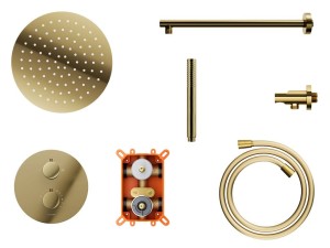 Corsan Lugo Unterputz-Duschset mit Thermostat und 25 cm Regenbrause in Gold