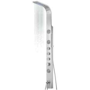 Corsan SNAKE Duschpaneel mit Mischbatterie, Edelstahl, Regendusche, LED Auslauf