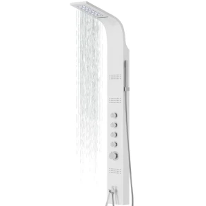 Corsan LED Duschpaneel KASKADA Mischbatterie Weiß Regendusche LED Auslauf