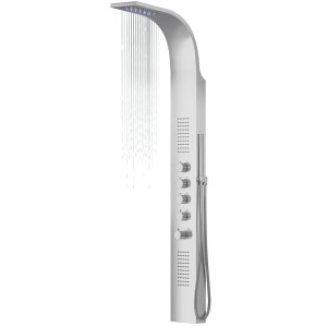 Corsan SAMSARA Duschpanel mit Thermostat, gebürsteter Edelstahl, LED-Regendusche