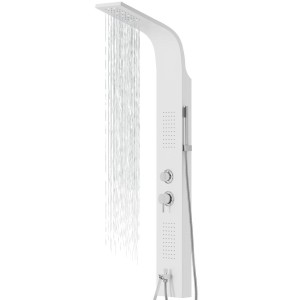 Corsan ALTO Duschpaneel Thermostat Weiß mit LED Regendusche und Auslauf