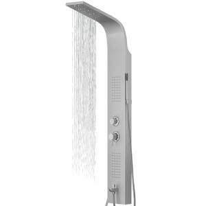 Corsan ALTO Duschpanel Thermostat Silber mit LED Regendusche und Auslauf