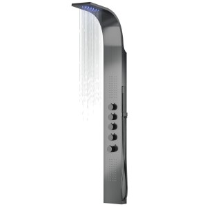 Corsan SAMSARA Duschpaneel Thermostat Edelstahl GunMetal mit LED Regendusche