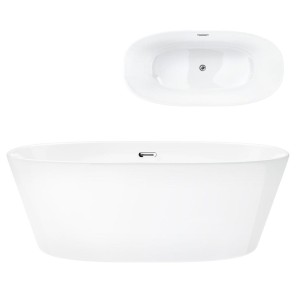 Freistehende Badewanne Corsan SALINA 160 x 75 cm mit Klick-Klack Abfluss Chrom