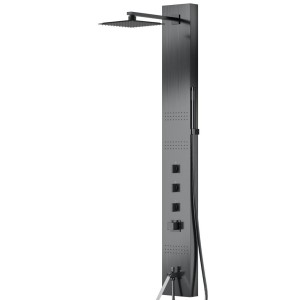 Duschtasse Corsan NEO Thermostat Edelstahl GunMetal Auslauf