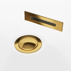 Wannen-Set - Klick-Klack-Abflussstopfen mit Abdeckung in gebürstetem Gold