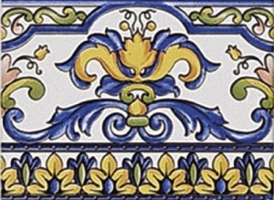 Mainzu Zócalo Lucena & Lusitania Bordüre C-54 (15x20cm): Weiß-Blaue Dekorfliesen