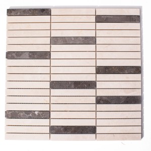 Mosaikmarmor Streifen Beige Crystalino - Mount Grey poliert 30,5x30,5x1cm