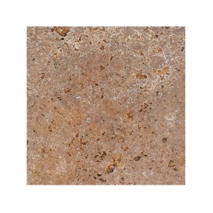 Antike rote braune Travertinplatte 15x15x1 cm gehämmert