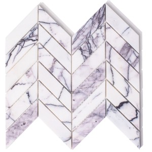 Mosaik Chevron aus weißem Marmor Lilac 24,1x29,1