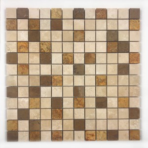 Mosaikaträverten Kona Brown poliert 30,5x30,5x1 cm