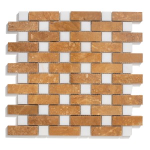 Mosaikmarmor Mix Safron - Sfyon Weiß satiniert 29,8x30,5x1cm