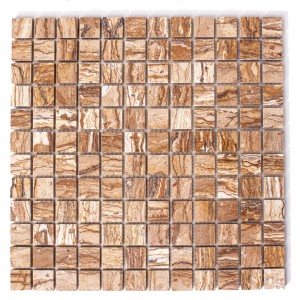 Ivy Brown polierte Travertin-Mosaikfliesen 30,5x30,5x1 cm