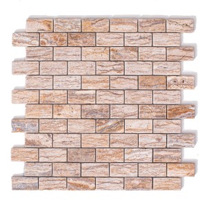 Mosaikatravertin Fliesen Brick Bone Ivy Brown 30,5x30,5