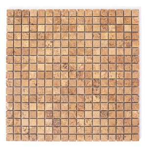Braune satinierte Travertin-Mosaikfliesen 31,1x31,1x1 cm