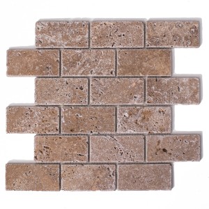 Mosaikatravertin Ziegelkachel Brick Bone Trawertin Noce 30,5x30,5