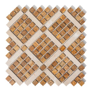 Mosaikatraverter braun-beige Kona Brown - Cream Pino poliert 25,5x25,5x1cm