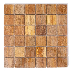 Kona Brown Mosaikatravertin poliert 31,8x31,8x1 cm