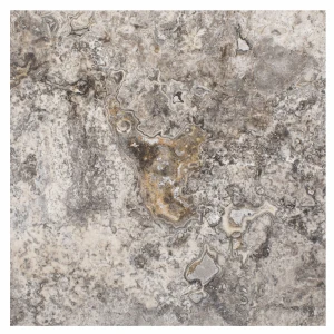 Graue Alabastrin Rustic Travertinplatte poliert 61x61x1,25 cm
