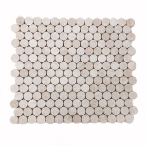 Beige Mosaikfliesen rund Vanilla poliert 32x36,8x1 cm