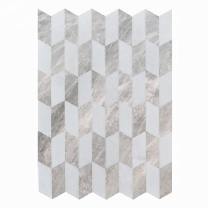 Mosaikmarmor Schwan Gletscherweiß - Nordic Grau geschliffen 23x10,2x1 cm