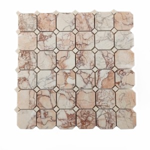 Mosaik Marmor Octagon Sakura - Beige Crystalino poliert 30,5x30,5x1 cm