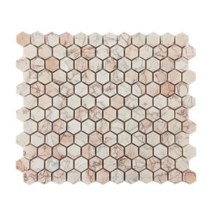 Polierte rosa Sakura Hexagon-Mosaikfliesen aus Marmor 26,3x30,5x1 cm