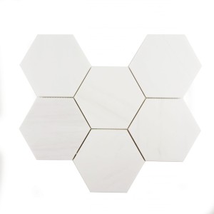 Mosaik Hexagon Marmor Weiß Glacier White geschliffen 27x30,5x1 cm