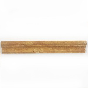 Sockelfliesen-Gzyms aus braunem Travertin Cornice Gold Satin 4,5x30,5 cm