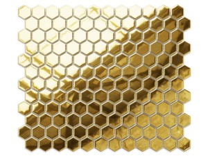 Mini Hexagon Glas Mosaik Gold Metallic