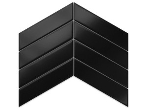 Mosaik KERAMIK GROSS CHEVRON SCHWARZ MATTE